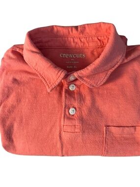 Crewcuts by J.Crew Boys preppy classic Cotton Pocket Polo Shirt Coral Pink XL
